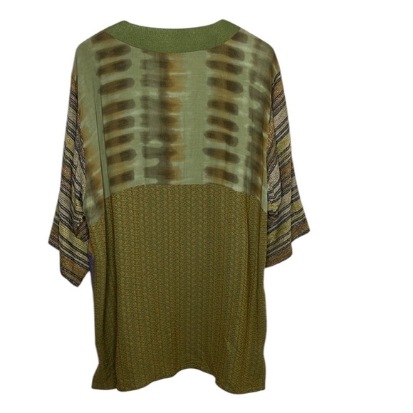 Vintage Donna Jessica Green Quilted Knot Mixed Media Silk Jacket Size 3 / Large - Picture 5 of 5